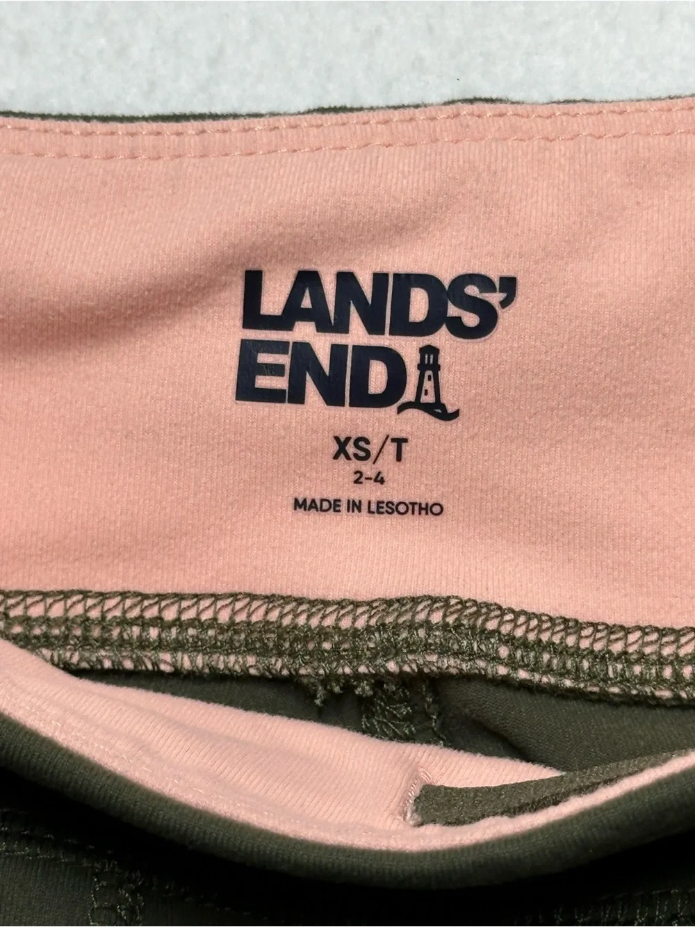 Lands’ End Women’s Pants XS/T – Olive Green Stretch Straight‑Leg 33” Inseam